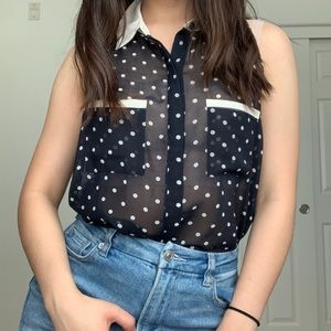 Forever21 No-Sleeve Sheer Top with Collar